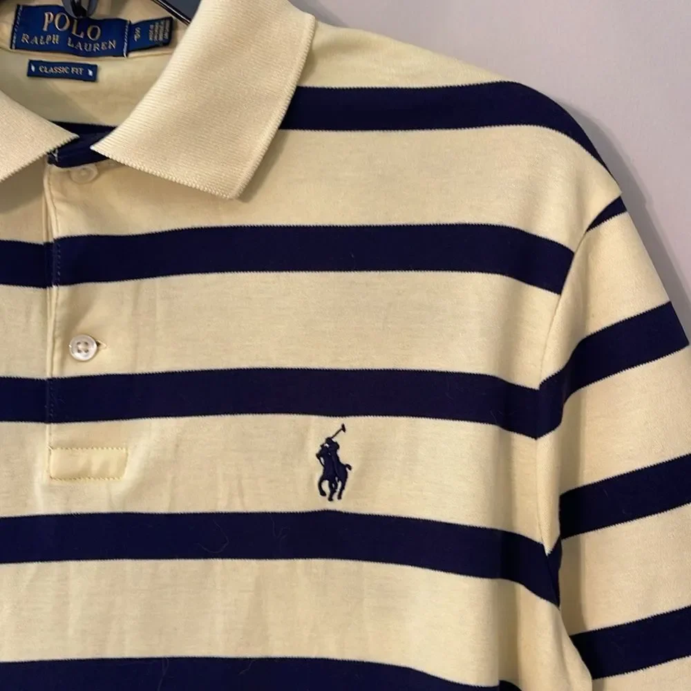 Polo Ralph Lauren Classic Fit Men’s SP - Small Petite Yellow with Navy Stripe